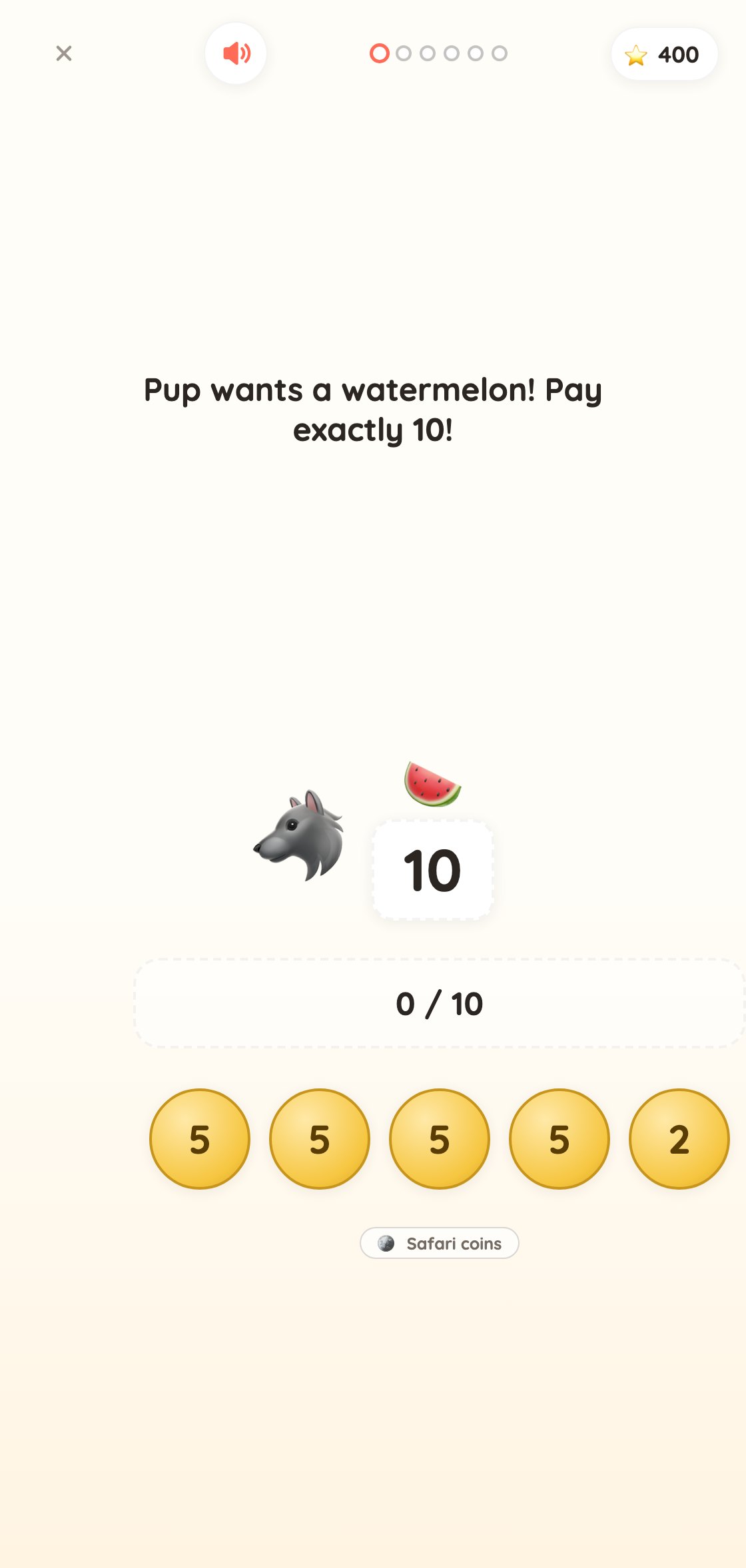 A Math round: count the groups of fish and tap the number
