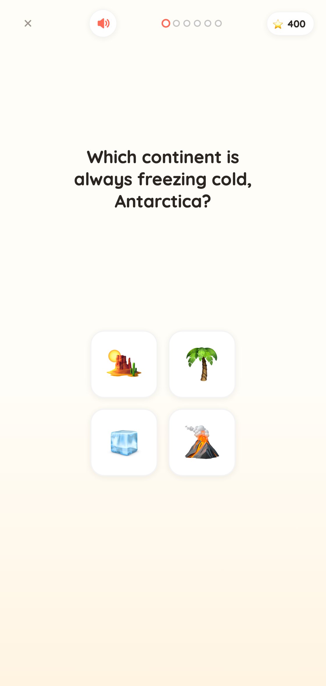 A World round: which place is cold? Tap the matching picture