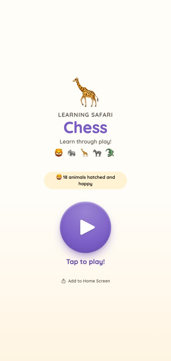 Learning Safari Chess app, in purple