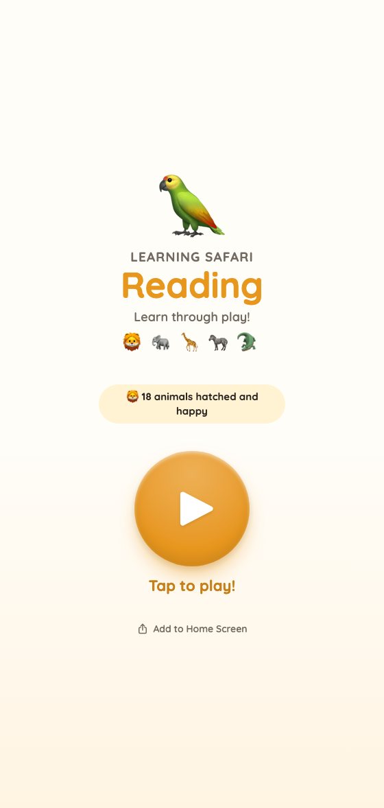 Learning Safari Reading app, in orange