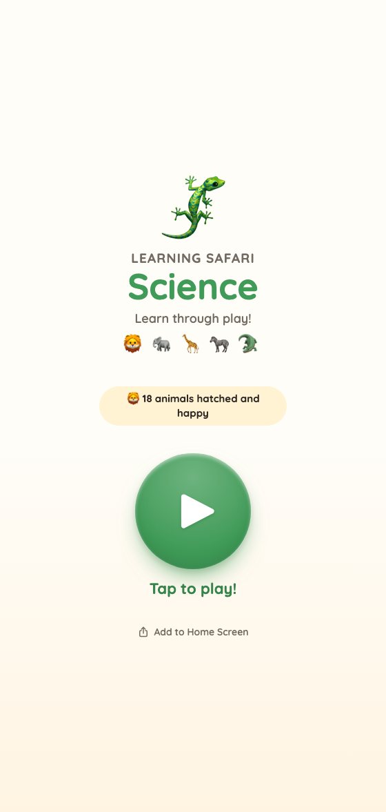 Learning Safari Science app, in green